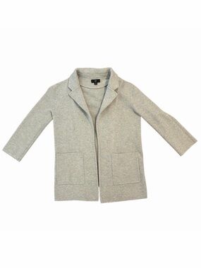 J Crew Sophie Open Front Sweater Blazer Grey XXS Wool Cotton Blend